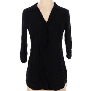 Splendid Black Button Down 3/4 Sleeve Blouse